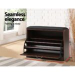 Artiss Shoe Rack Cabinet Bench15 Pairs Walnut Kyla - Image 5