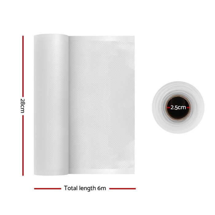 6 Rolls Food Vacuum Sealer Bags Storage Saver Heat Sealing Bag Pack 28CMX6M - Image 2