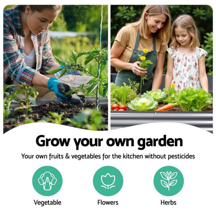 2x Green Fingers Raised Garden Bed 160X80X42cm Oval Planter Box Raised Container Galvanised - Image 4