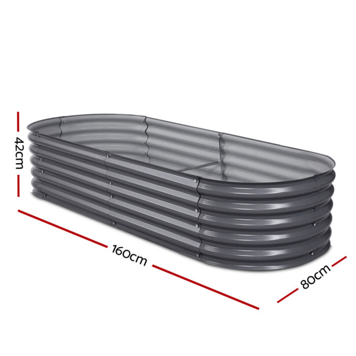 2x Green Fingers Raised Garden Bed 160X80X42cm Oval Planter Box Raised Container Galvanised - Image 6