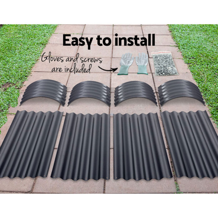 2x Green Fingers Raised Garden Bed 160X80X42cm Oval Planter Box Raised Container Galvanised - Image 3