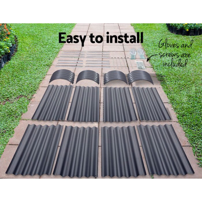 2x Green Fingers Raised Garden Bed 320X80X42cm Oval Planter Box Container Galvanised - Image 4