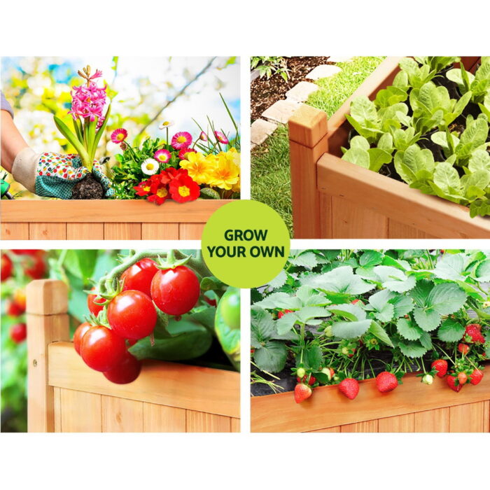 2x Green Fingers Raised Garden Bed 90x30x33cm Wooden Planter Box Raised Container Growing - Image 4