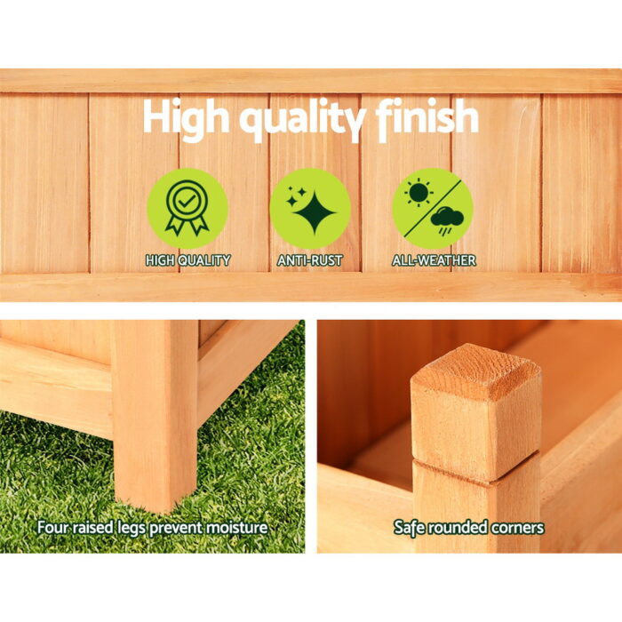 2x Green Fingers Raised Garden Bed 90x30x33cm Wooden Planter Box Raised Container Growing - Image 5