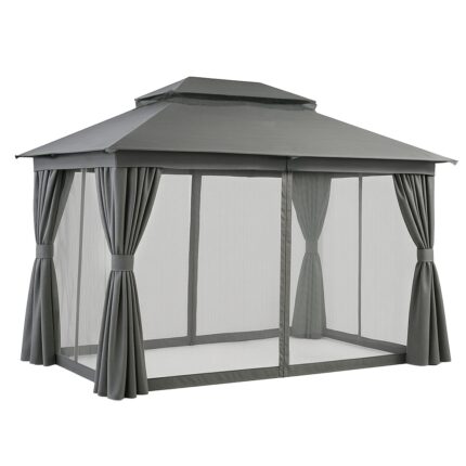 Instahut Gazebo 3x4m Canopy Outdoor Steel Frame Patio Tent Curtains Marquee Grey