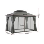 Instahut Gazebo 3x4m Canopy Outdoor Steel Frame Patio Tent Curtains Marquee Grey - Image 2