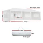 Instahut Gazebo 3x9m Marquee Wedding Party Tent Outdoor Camping Side Wall Canopy 5 Panel White - Image 2