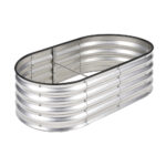 Livsip Outdoor Garden Bed Oval Galvanised Steel 160x80x42cm Silver