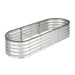 Livsip Outdoor Garden Bed Oval Galvanised Steel 240x80x42cm Silver