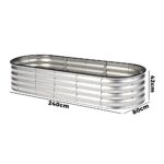 Livsip Outdoor Garden Bed Oval Galvanised Steel 240x80x42cm Silver - Image 5
