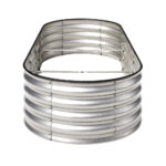 Livsip Outdoor Garden Bed Oval Galvanised Steel 240x80x42cm Silver - Image 2