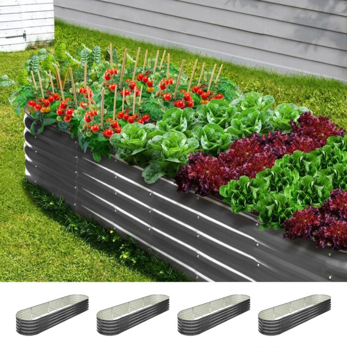Livsip 4X Garden Bed Galvanised Raised Garden Bed 320X80X42CM - Image 7