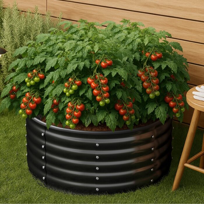Livsip Garden Bed 90x45cm Galvanised Steel Round - Image 8