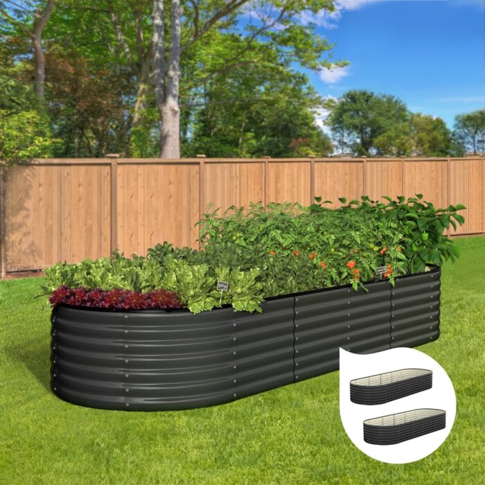 Livsip Raised Garden Bed 240X80X56cm Galvanised Steel 2pcs - Image 2