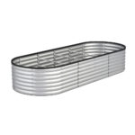 Livsip Garden Bed Oval Galvanised Steel Container 240x80x56cm Silver