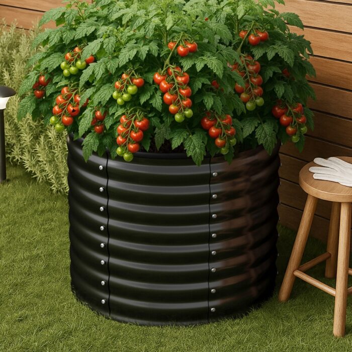Livsip Garden Bed 80x68cm Galvanised Steel Round - Image 8