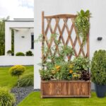 Livsip 2pc Wooden Raised Garden Bed with Trellis 64x28.5x115cm