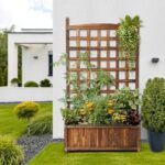 Livsip 2pc Wooden Garden Bed with Trellis 64x28.5x115cm