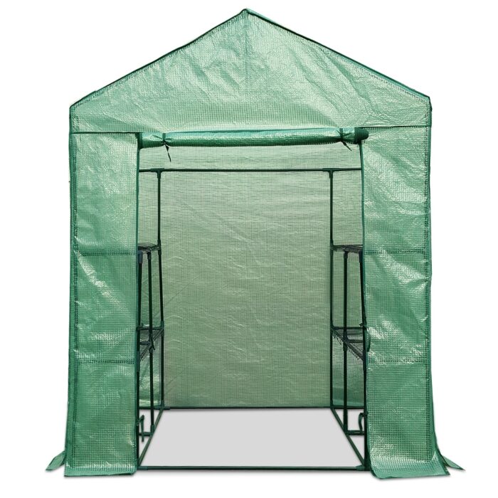 Green Fingers Greenhouse 1.4x1.55x2M Walk in Green House Tunnel Plant Garden Shed 8 Shelves - Image 3
