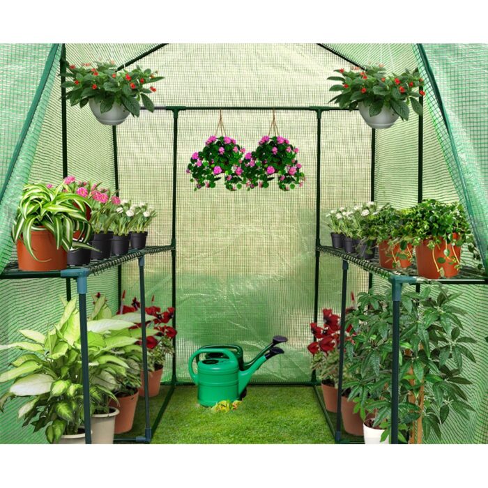 Green Fingers Greenhouse 1.2x1.9x1.9M Walk in Green House Tunnel Plant Garden Shed 4 Shelves - Image 4