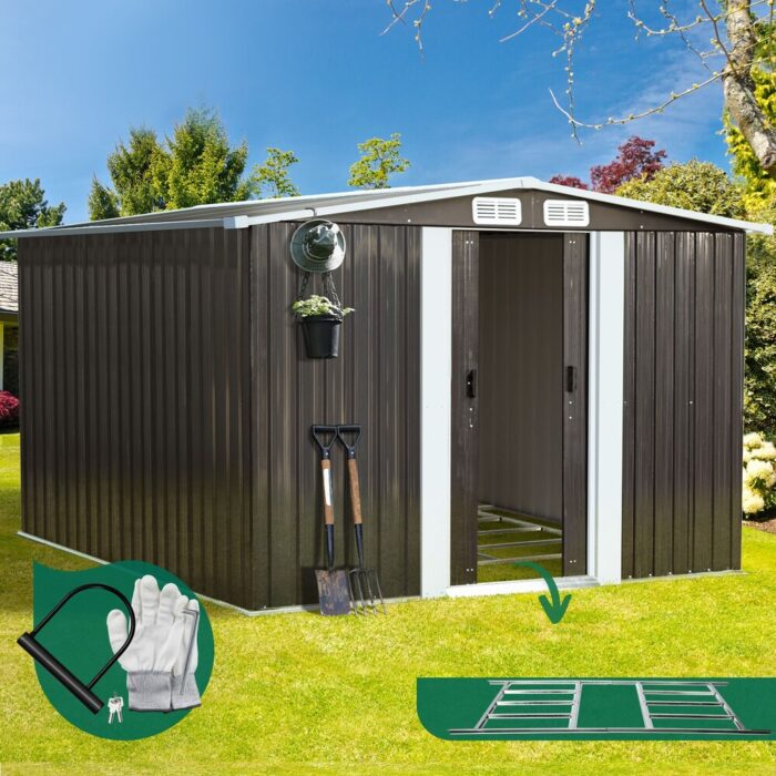 Livsip Garden Shed 2.57x2.05M Workshop Cabin Metal Base - Image 2