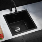 Welba Kitchen Sink Granite Basin Single Bowl 45cmx45cm Black - Image 7