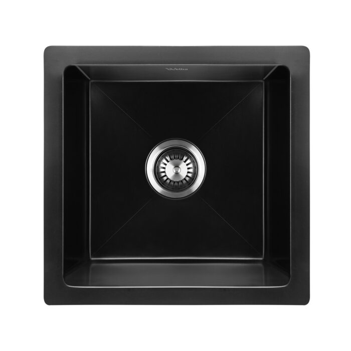 Welba Kitchen Sink Granite Basin Single Bowl 45cmx45cm Black - Image 8