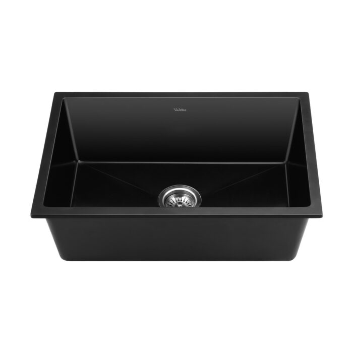Welba Kitchen Sink 70x45cm Granite Basin Single Bowl Black - Image 5