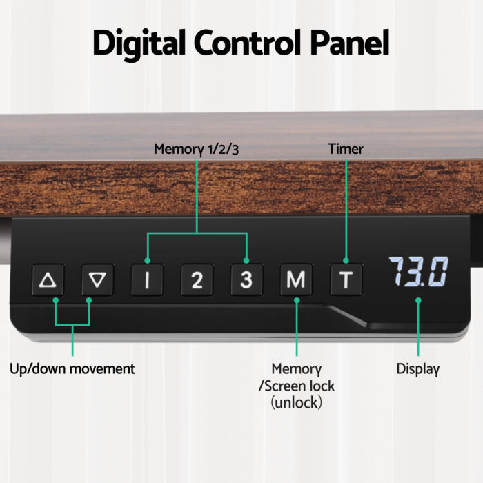 Artiss Electric Standing Desk Adjustable Motorised 120CM L Shaped Rustic Brown - Image 4