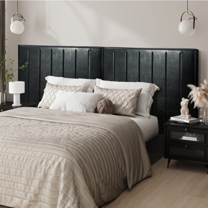 Oikiture Bed Frame Headboard Double Queen King Bedhead Black Leather - Image 9