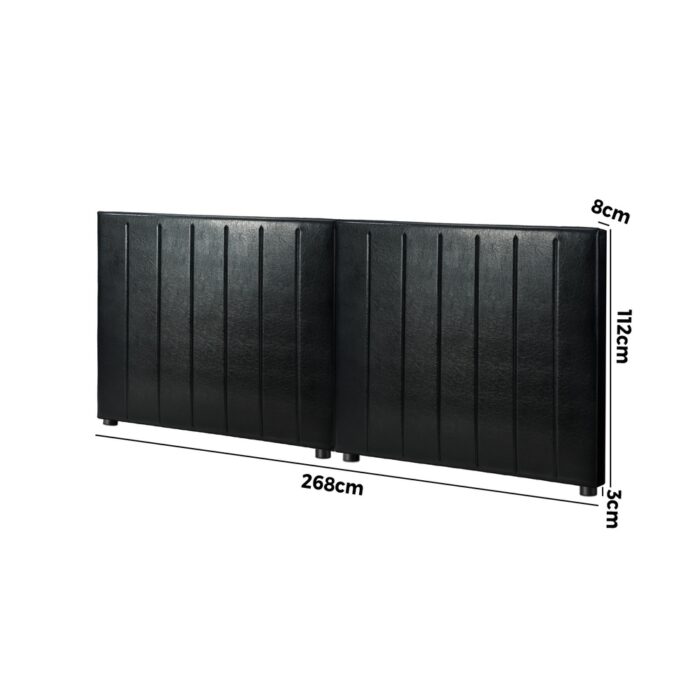 Oikiture Bed Frame Headboard Double Queen King Bedhead Black Leather - Image 4