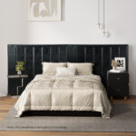 Oikiture Bed Frame Headboard Double Queen King Bedhead Black Leather - Image 2