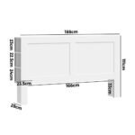 Oikiture Bed Head with Shelves King Size White - Image 6