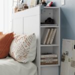 Oikiture Bed Head with Shelves King Size White - Image 3