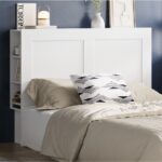 Oikiture Bed Head with Shelves Queen Size White - Image 9