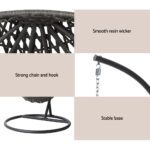Gardeon Outdoor Egg Swing Chair Wicker Rattan Furniture Pod Stand Cushion Black - Image 6