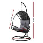 Gardeon Outdoor Egg Swing Chair Wicker Furniture Pod Stand Armrest Black - Image 2