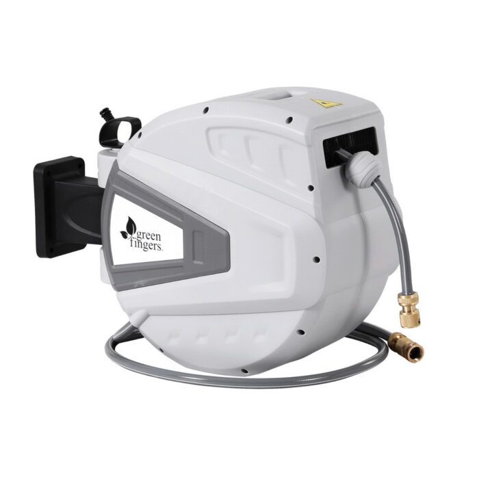 Green Fingers 30M Water Hose Reel Retractable Auto Rewind Wall Mount Garden Spray Gun - Image 3