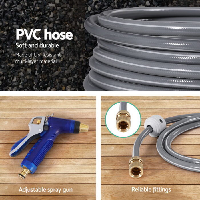 Green Fingers 30M Water Hose Reel Retractable Auto Rewind Wall Mount Garden Spray Gun - Image 6