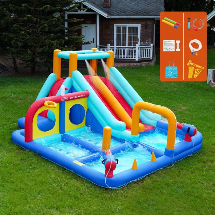 Doctor Dolphin 10-IN-1 Inflatable Water Park Dual Slides - Image 7