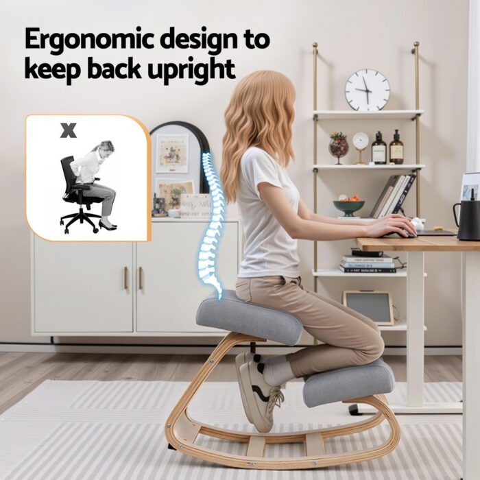 Artiss Kneeling Chair Ergonomic Posture Chair with Memory Foam Balance Stool for Home Office Gaming 120kg Weight Capacity Gray - Image 4