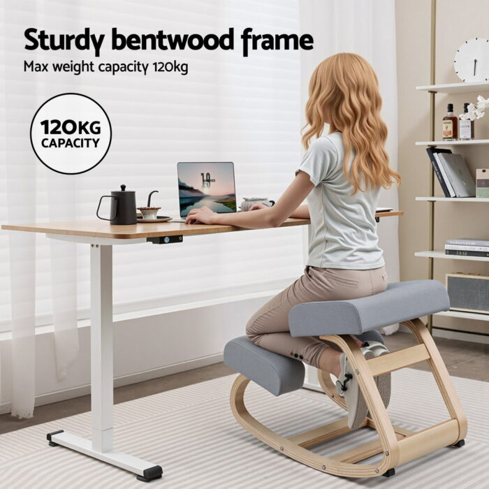 Artiss Kneeling Chair Ergonomic Posture Chair with Memory Foam Balance Stool for Home Office Gaming 120kg Weight Capacity Gray - Image 6