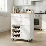 Oikiture Kitchen Trolley Rolling Serving Cart Drawer w/ Wine Racks - Image 6