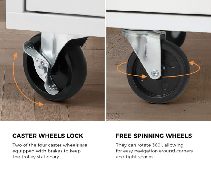 Oikiture Kitchen Trolley Rolling Serving Cart Drawer w/ Wine Racks - Image 7