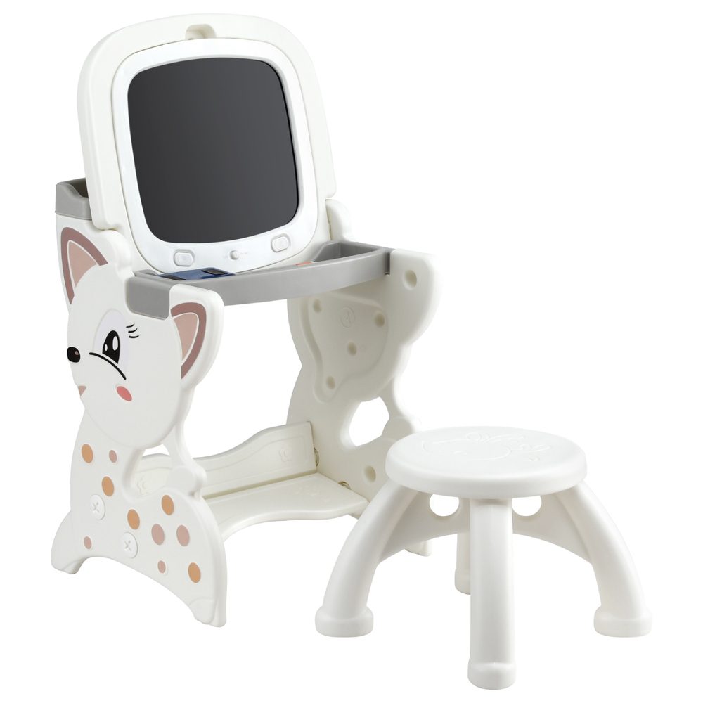 KTC-A-2IN1-LCD-202508061850-00 Keezi Kids Table and Chair Set 2 in 1 Easel Desk Stool w/ LCD Writing Tablet - Image 1