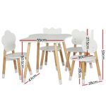 Keezi 5PCS Kids Table and Chairs Set Children Activity Study Play Desk White - Image 2