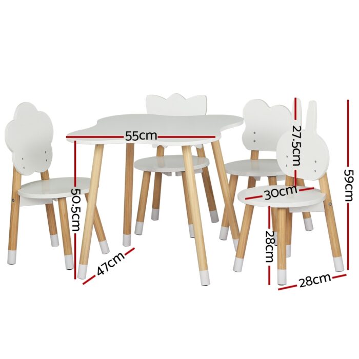 Keezi 5PCS Kids Table and Chairs Set Children Activity Study Play Desk White - Image 2
