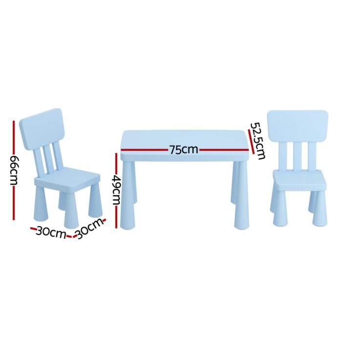 1 Keezi Kids Table and 2 Chairs Set Blue - Image 2