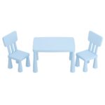1 Keezi Kids Table and 2 Chairs Set Blue - Image 3