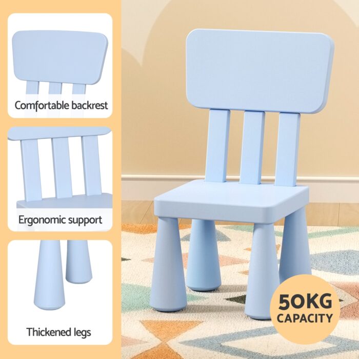 1 Keezi Kids Table and 2 Chairs Set Blue - Image 6